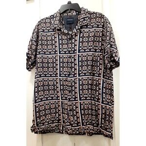 NWT Denim & Flower Shirt Ricky Singh Button Down SZ Mens XL Abstract Viscose S/S